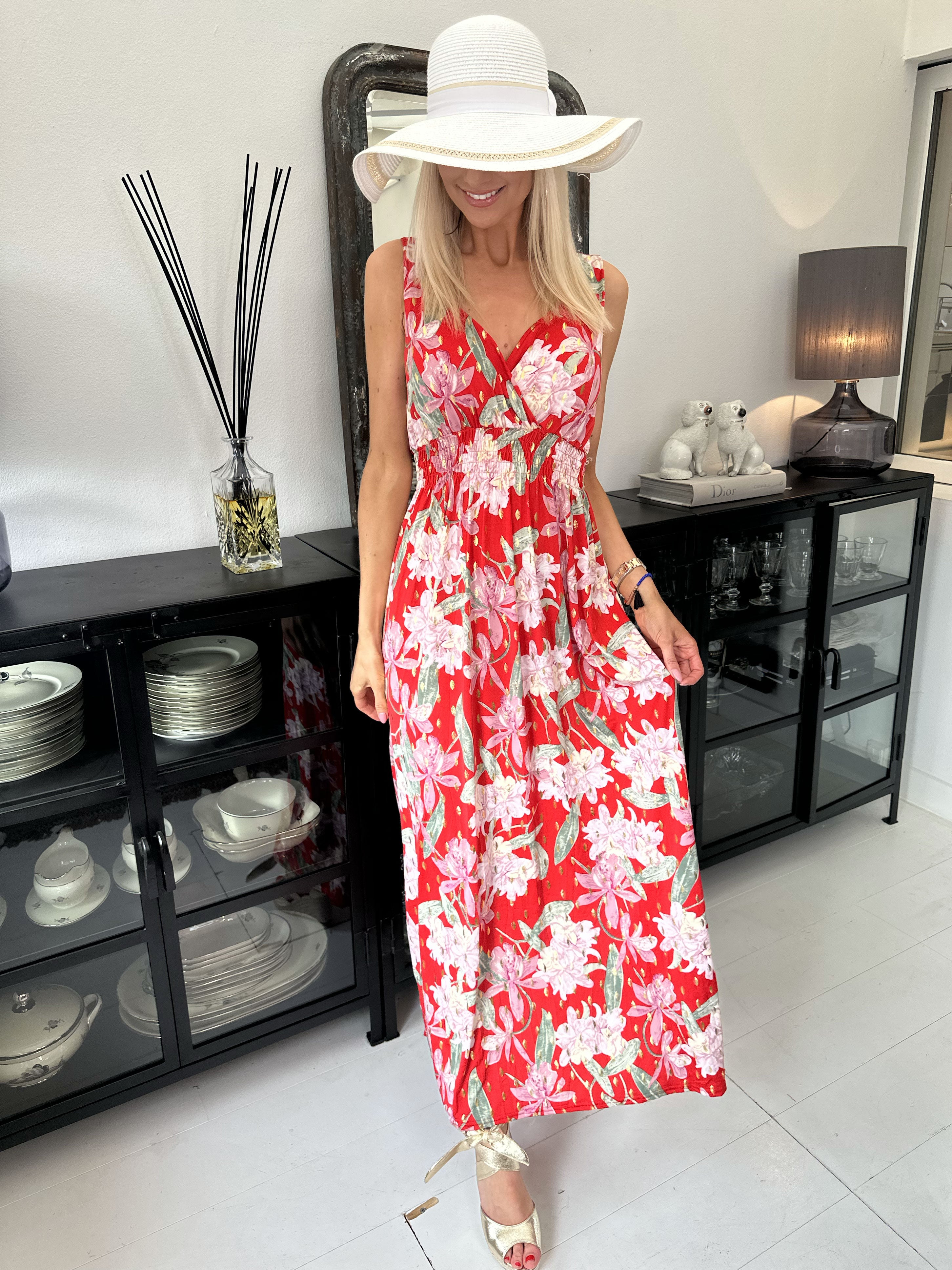 Kenza Flower - Stropkjole i elastisk stof